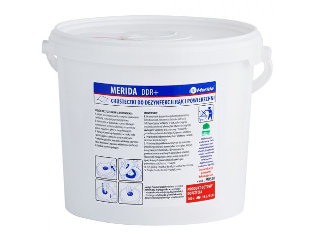 Hand and surface disinfection wipes, 6l bucket, 50m roll, 200 sheets