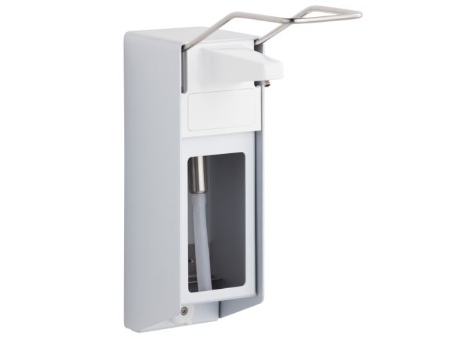 Soap and disinfectant dispenser made of aluminium, for use with disposable cartridges 500 ml (DE11, DE13, KR12, M4R, M6R)
