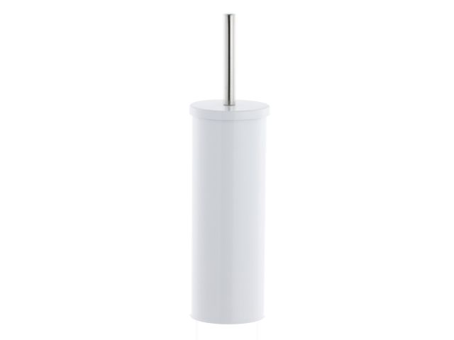 Free-standing toilet brush 'tube' with lid (white coated steel)