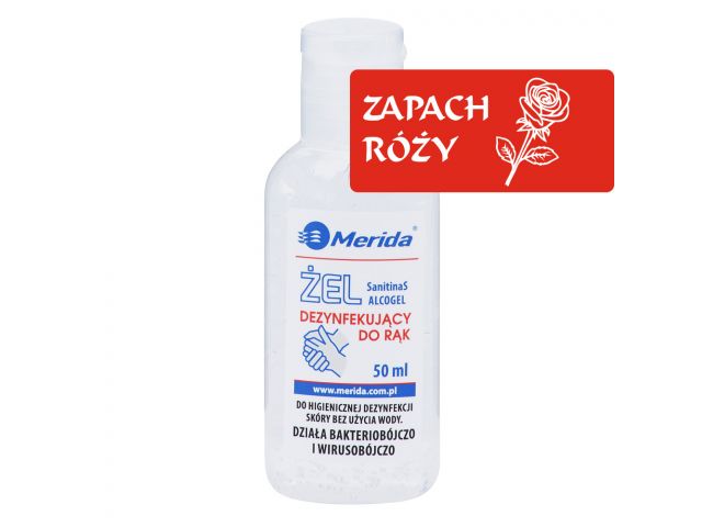 MERIDA rose scent disinfectant gel, 50 ml bottle