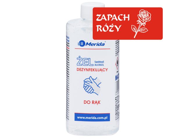 MERIDA rose scent hand disinfecting gel, 500 ml bottle