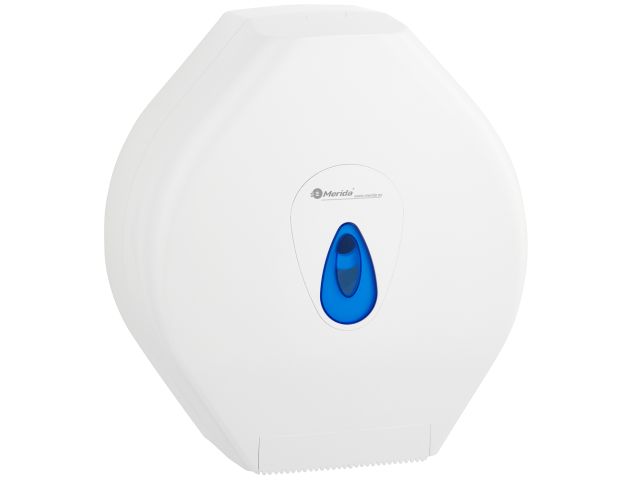 Pojemnik na papier toaletowy MERIDA TOP MEGA, tworzywo ABS, biały, okienko niebieskie