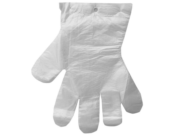 Disposable gloves, made of HDPE foil, transparent 100 pcs. / package