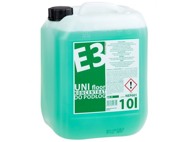E3 UNI Floor - concentrated alcohol-based agent for manual and mechanical cleaning of water-resistant floors, 10 l