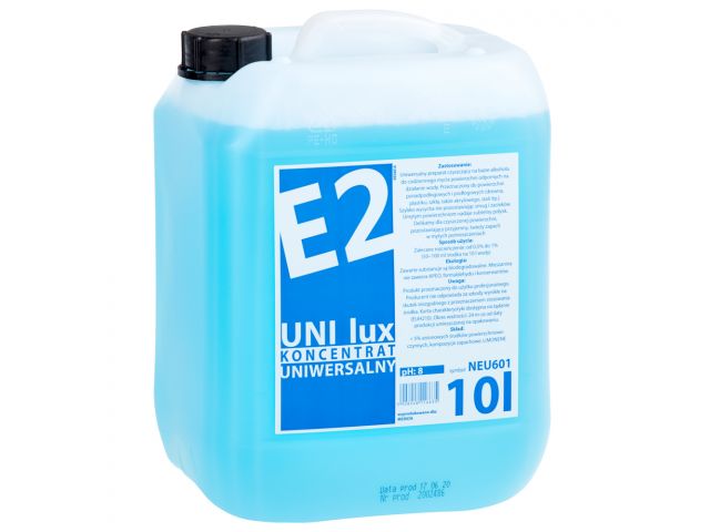 E2 UNI Lux - alcohol-based cleaner for routine cleaning of all water-resistant surfaces, 10 l