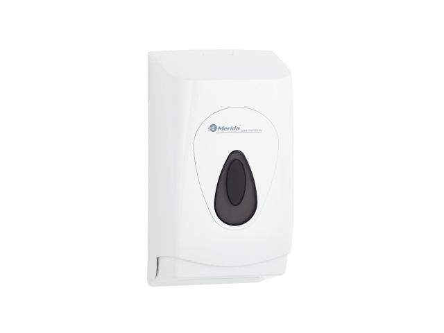 Pojemnik na papier toaletowy w listkach MERIDA TOP, tworzywo ABS, biały, okienko szare