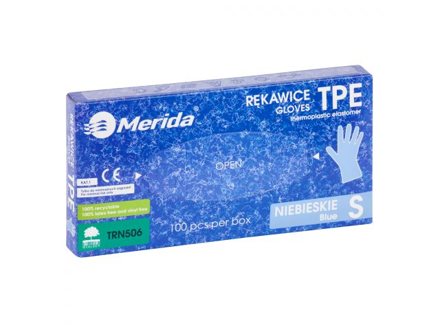 Gloves made of thermoplastic elastomer tpe, size  S, pack of 100, blue