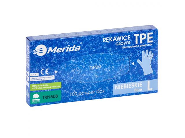 Gloves made of thermoplastic elastomer tpe, size  L, pack of 100, blue
