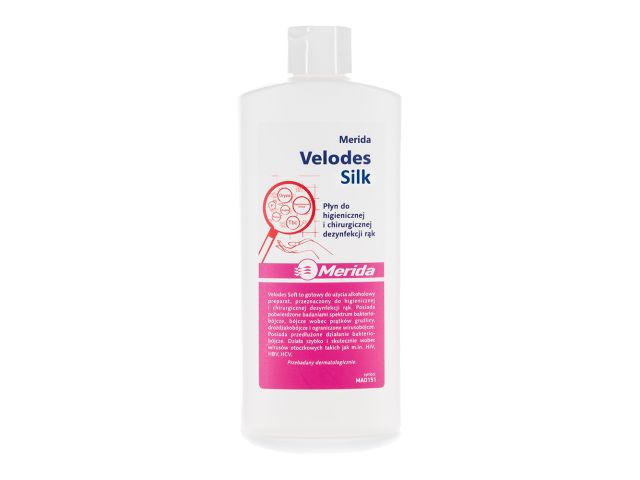 MERIDA VELODES SILK surgical and hygienic liquid hand disinfectant, 500 ml bottle