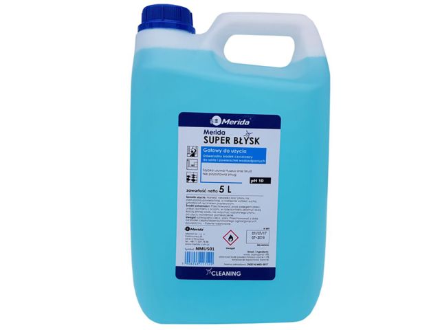 Płyn do mycia powierzchni wodoodpornych, MERIDA SUPER BŁYSK, kanister 5 l