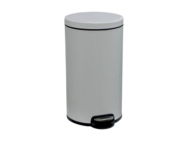 SILENT SERENE - round pedal bin made of stainless steel, capacity 30 l (white)