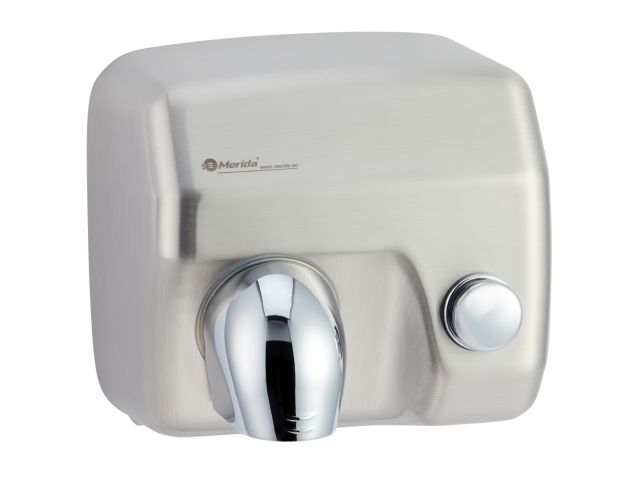 SANIFLOW PLUS - push button-activated hand dryer, steel cover with satin finish