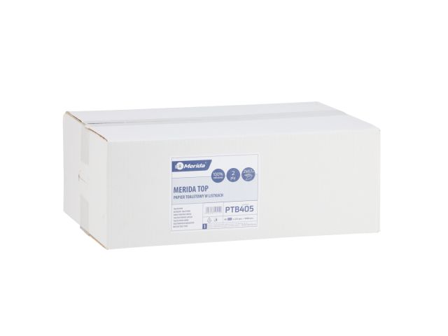MERIDA TOP multiflat toilet tissue, white 83%, 2-ply, cellulose, 9000 pcs. / carton (40 pack. of 225 pcs.)