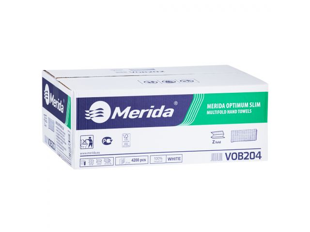 MERIDA OPTIMUM SLIM FOLDED PAPER TOWELS, 3-PANEL, 1-PLY, 4200 PCS., WHITE (21 PACK. OF 200 PCS)
