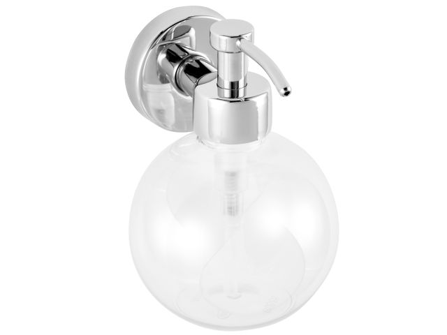 Wall-mounted plastic soap dispenser - bowl, 150 ml,  chrome-plated brass - finish