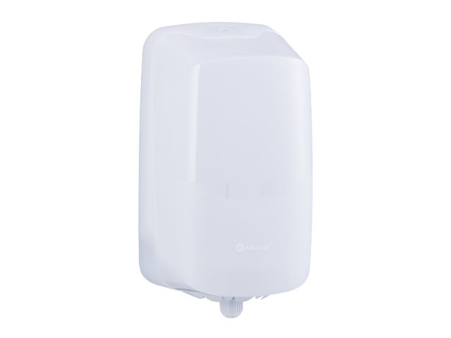 Pojemnik na papier toaletowy lub ręczniki papierowe w rolach MERIDA HARMONY CENTER PULL, tworzywo, biały transparentny