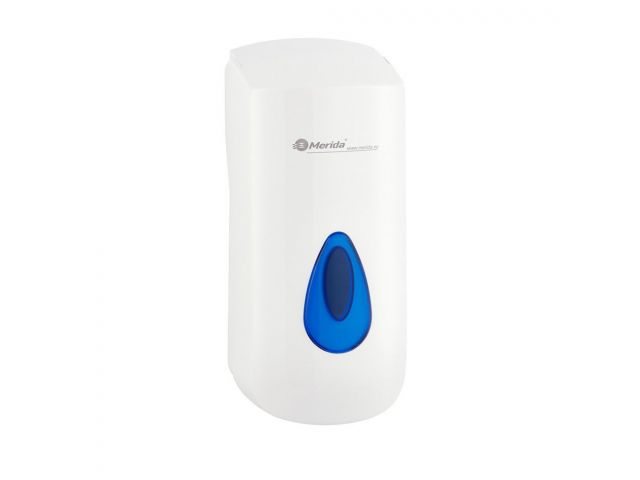 Dozownik mydła w płynie MERIDA TOP MINI, pojemność zbiornika 400 ml, tworzywo ABS, biały, okienko niebieskie