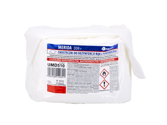 MERIDA DDR+ hand and surface disinfecting wipes, insert for bucket 3 l, roll 44.5 m, 445 sheets