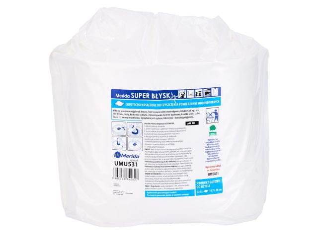 MERIDA SUPER BŁYSK wet wipes for cleaning waterproof surfaces, insert for bucket 10 l, roll 122.36 m, 322 sheets