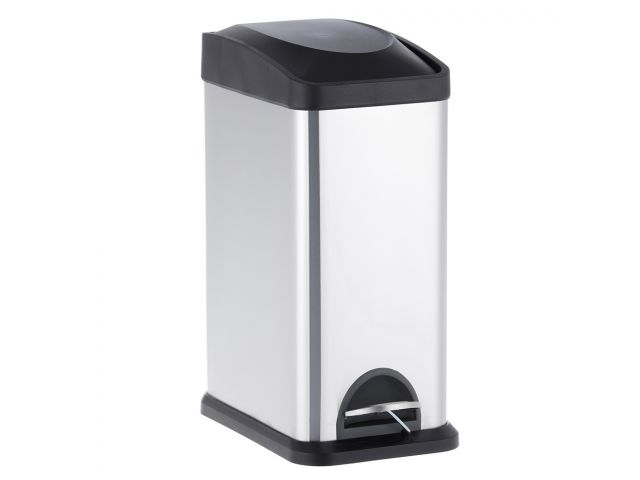 1-compartment pedal bin with plastic pull-out bucket, capacity 15l (matt steel)                                              