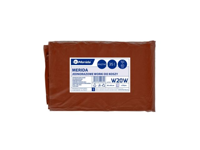 MERIDA disposable waste bags LDPE, 35 l capacity, 50 x 60 cm, brown, 50 pcs. / package