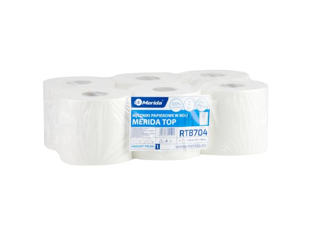 MERIDA TOP CENTER PULL MINI PAPER TOWEL, white, diameter 17 cm, 2-ply, 130 m (6 rolls / pack.)