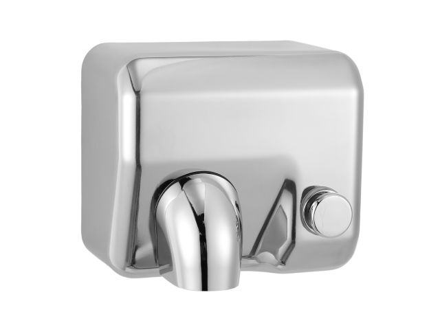 MERIDA STARFLOW PLUS HAND DRYER WITH BUTTON, POLISHED STEEL WITH AFP COATING