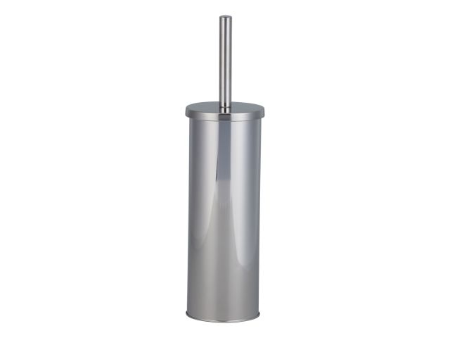Free-standing toilet brush 'tube' with lid (brilliant steel)