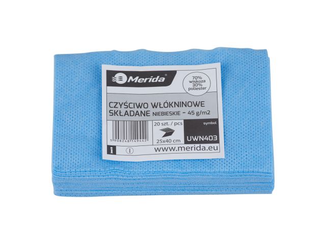 BLUE non-woven wipers in sheets, BLUE, 25 x 40 cm, pack of 20