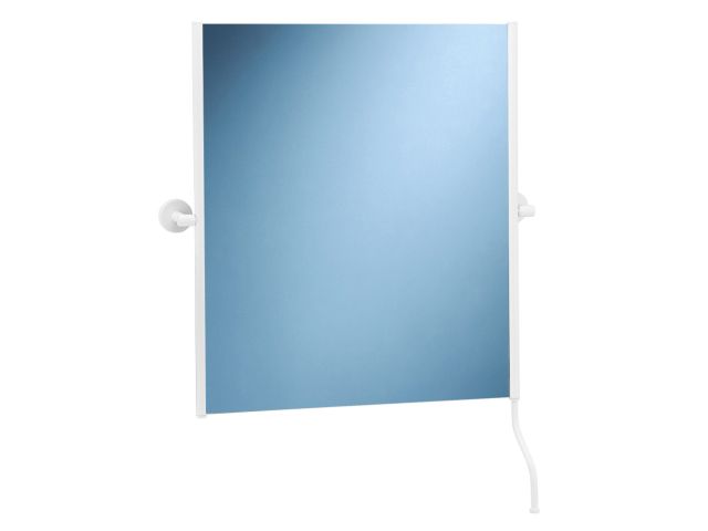 MERIDA STELLA WHITE LINE tilting mirror in matt white frame with handle for easy angle adjustment, 50 x 60 cm, white