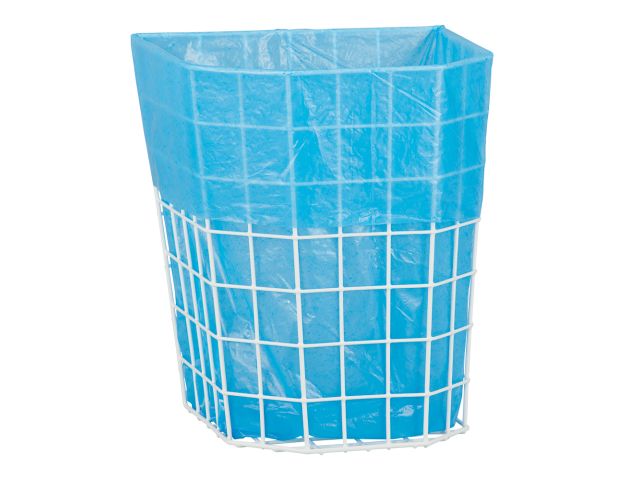 Wall-mounted waste paper basket 22l, made of steel, plastic-coated wire (white)