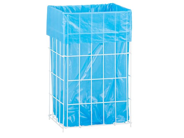 Free-standing waste paper basket 47l, made of steel, plastic-coated wire (white)