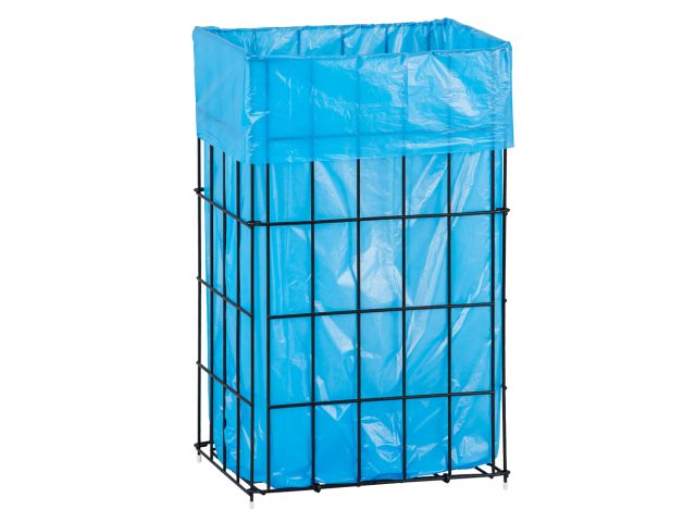 Steel mesh waste basket, free-standing, capacity 47l, metal coated with black polyethylene