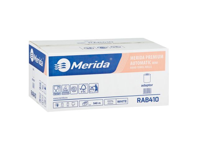 MERIDA TOP AUTOMATIC MINI - paper towel in roll for mini auto-cut dispenser, white, 3-ply, 100% cellulose, diameter 16 cm, 90 m (6 rolls / carton)