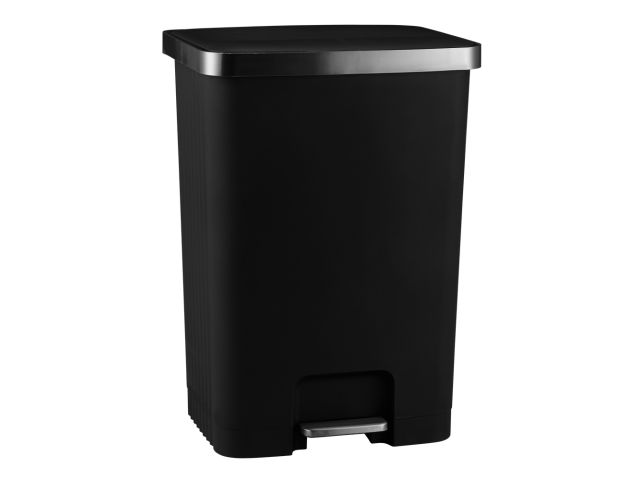 HANA 70 l black plastic pedal bin with steel frame