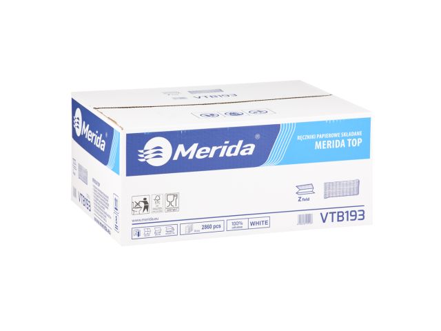 Ręczniki papierowe MERIDA TOP, białe, dwuwarstwowe, 2860 szt.