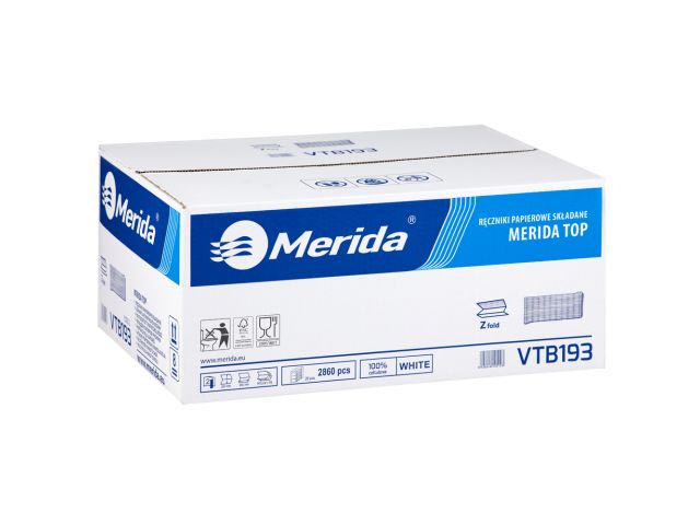 Ręczniki papierowe MERIDA TOP, białe, dwuwarstwowe, 2860 szt.
