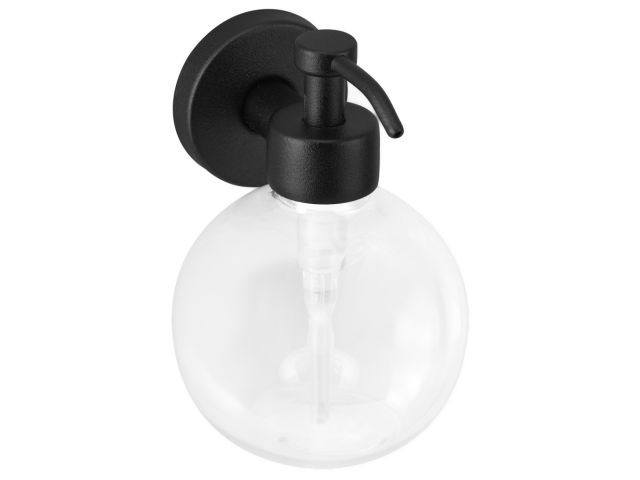 MERIDA STELLA BLACK LINE wall-mounted soap dispenser with a plastic ball-shaped tank, black