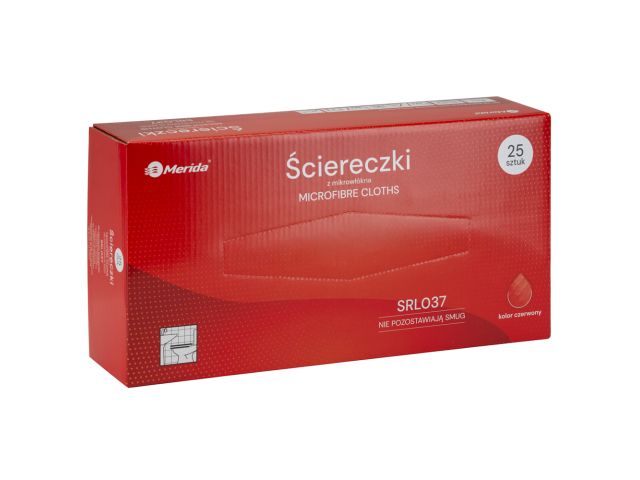 Ściereczki z mikrowłókna, czerwone, kartonik 25 sztuk