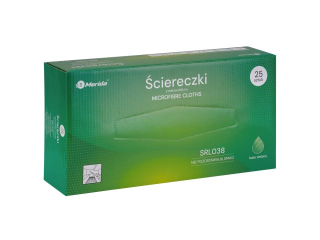 Ściereczki z mikrowłókna, zielone, kartonik 25 sztuk