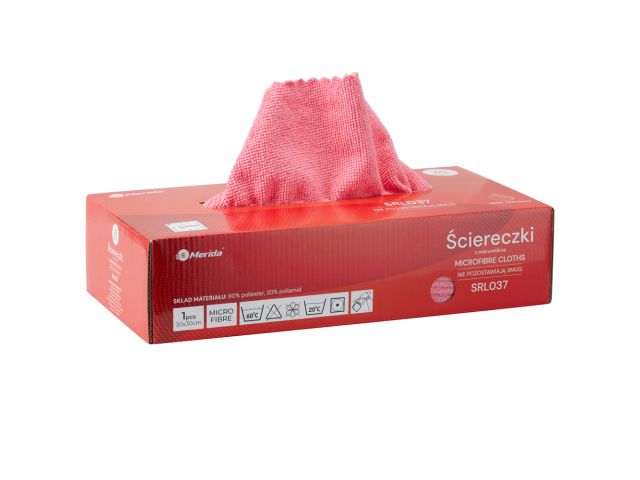 Ściereczki z mikrowłókna, czerwone, kartonik 25 sztuk