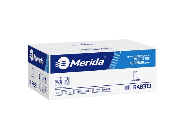 MERIDA TOP AUTOMATIC MAXI roll paper towel with adapter, white, diameter 19 cm, length 300 m, single-ply, carton of 6 rolls