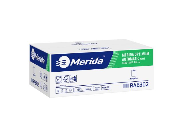MERIDA OPTIMUM AUTOMATIC MAXI - paper towel in roll for maxi auto-cut dispenser, white, 1-ply, 100% cellulose, diameter 19 cm, 250m (6 rolls / carton)