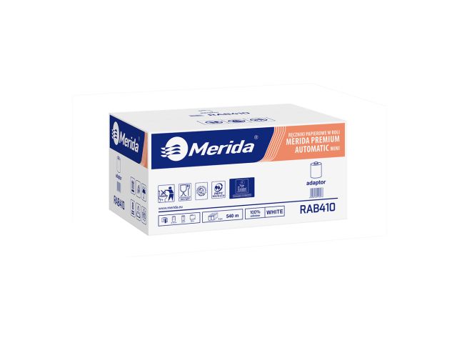 MERIDA TOP AUTOMATIC MINI - paper towel in roll for mini auto-cut dispenser, white, 3-ply, 100% cellulose, diameter 16 cm, 90 m (6 rolls / carton)