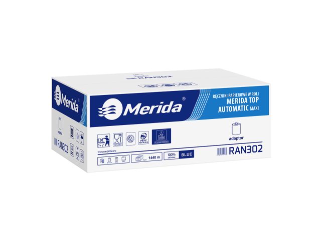 MERIDA TOP AUTOMATIC MAXI roll paper towel with adapter, blue, diameter 19.5 cm, length 240 m, 2-ply, carton of 6 rolls