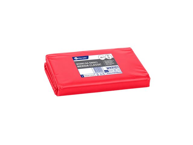 MERIDA Disposable waste bags ldpe, 35l capacity, 50 x 60cm, red, 50 pcs. / package