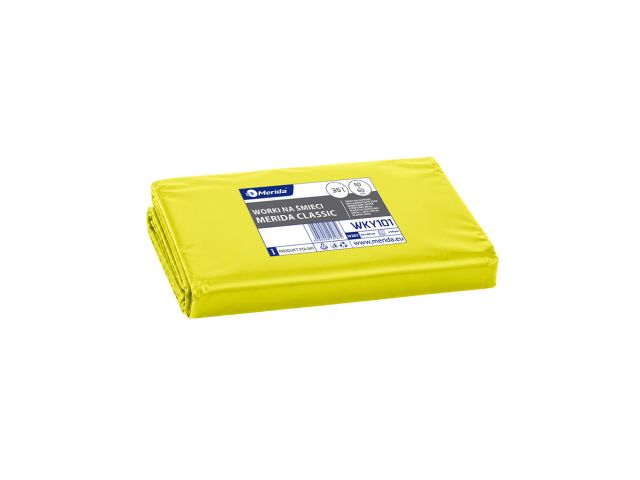 MERIDA Disposable waste bags ldpe, 35l capacity, 50 x 60cm, yellow, 50 pcs. / package