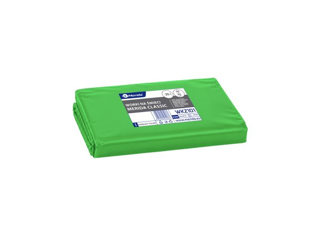 MERIDA Disposable waste bags ldpe, 35l capacity, 50 x 60cm, green, 50 pcs. / package