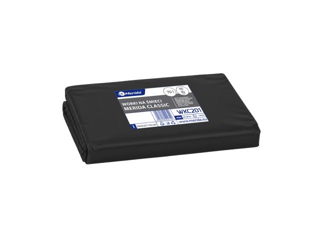 MERIDA Disposable waste bags ldpe, 70l capacity, 60 x 90cm, black, 50 pcs. / package