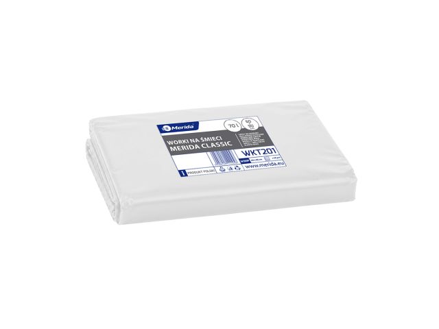 MERIDA Disposable waste bags ldpe, 70l capacity, 60 x 90cm, transparent, 50 pcs. / package